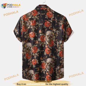 Funny Ghost Print Halloween Shirt Holiday Men Short Sleeve Button Down Hawaii Shirt 2