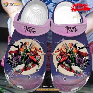 Funny Purple Hocus Pocus On Broom Halloween Crocs Classic Clog Shoes