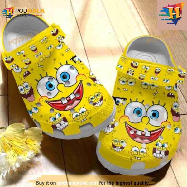 Funny Yellow Spongebob Face Cartoon Crocs Clog Shoes