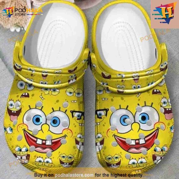 Funny Yellow Spongebob Face Cartoon Crocs Clog Shoes