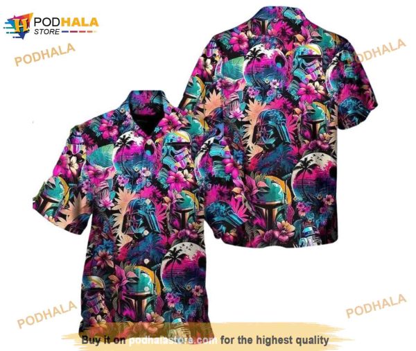 Galactic Synthwave Star Wars Hawaiian Shirt, Summer Beachwear With Retro Vibe Shirt