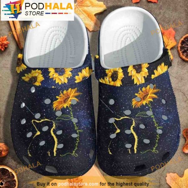 Galaxy Cat Sunflower 3D Crocs, Funny Crocs