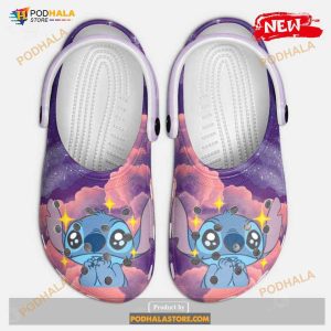 Galaxy Night Sky Stitch Cute Kids Purple Crocs Classic Clog Shoes