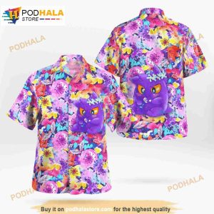 Gengar Summer Flowers Pokemon 3d Funny Hawaiian Shirt 2