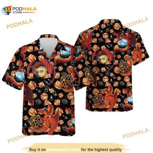 Geometric Dnd Hawaiian Shirt Dungeon And Dragon Hawaii Shirt Dragons Dices Pattern 2