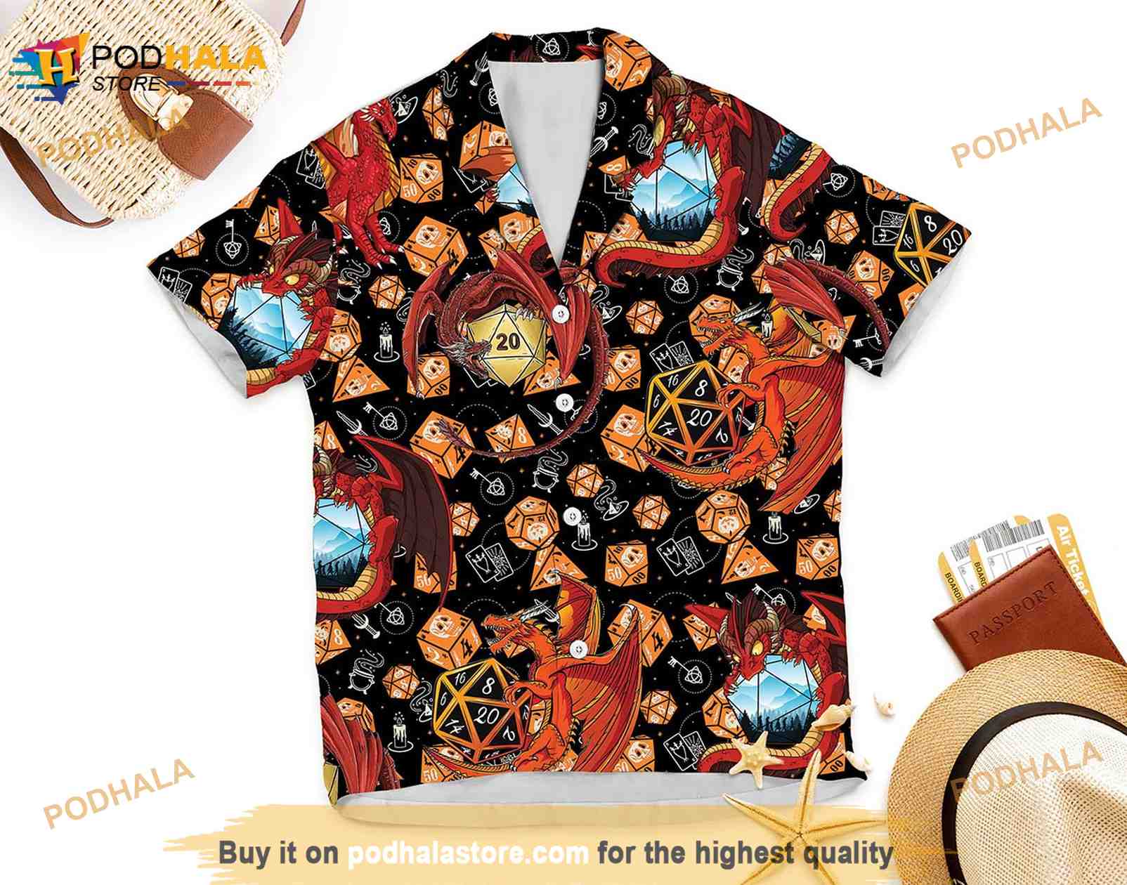 Geometric DnD Hawaiian Shirt, Dungeon and Dragon Hawaii Shirt, Dragons & Dices Pattern Geometric DnD Hawaiian Shirt, Dungeon and Dragon Hawaii Shirt, Dragons & Dices Pattern