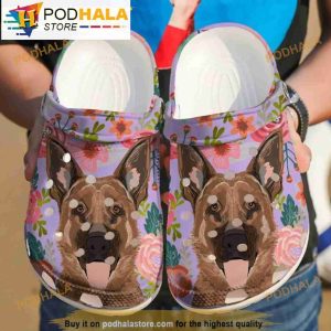 German Shepherd Cute Flower Dog 3D Crocs