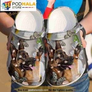 German Shepherd Daisy Flower And Butterflies Dog 3D Crocs