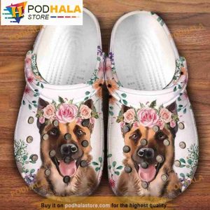 German Shepherd  Flower Art 3d Dog In 3D Crocs