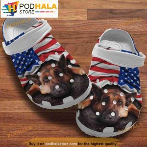 German Shepherd Puppy American Patriot 4th Of July Dog 3D Crocs
