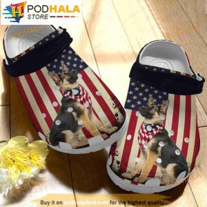 German Shepherd Puppy American Patriot Happy 4th Of July Dog Croc Shoes