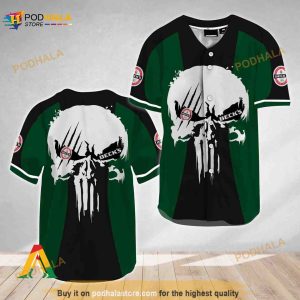 Ghost Head White Skull Beck's Beer 3D Baseball Jersey