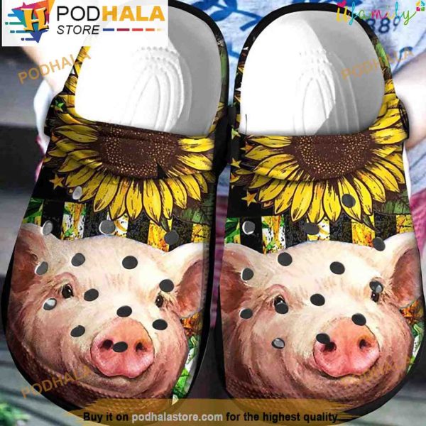 Girl Love Pig Sunflower 3D Crocs, Funny Crocs