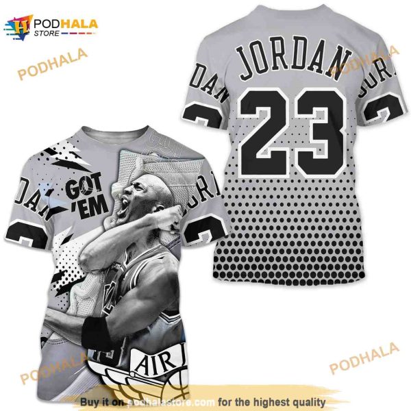 Goat Number 23 Sneaker Shirt Match Cement Grey 11s 3D Shirt