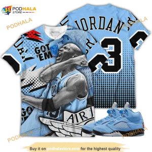 Goat Number 23 Sneaker Shirt Match Retro University Blue 5s 3D Shirt