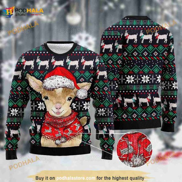 Goat Santa 3D Funny Ugly Sweater