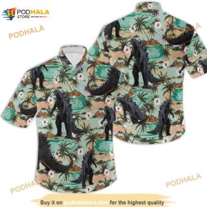 Godzilla Tropical Palm Funny Hawaiian Shirt, Funny Aloha Monster Shirt