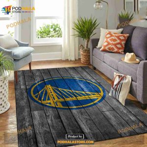 Golden State Warriors Nba Team Logo Grey Wooden Style Nice Gift Home Decor Rectangle Area Rug