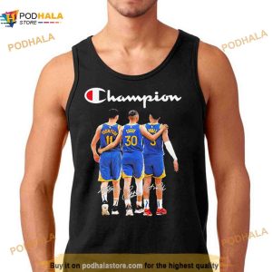 Golden State Warriors Thompson Curry And Poole Champions 2023 Signatures Shirt
