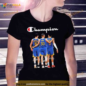 Golden State Warriors Thompson Curry And Poole Champions 2023 Signatures Shirt 2