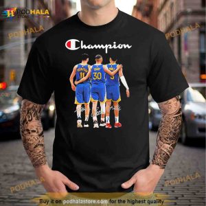 Golden State Warriors Thompson Curry And Poole Champions 2023 Signatures Shirt 3