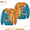 Goofy Dog Blue Orange Pattern Stripes Disney 3D Sweater