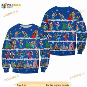 Goofy Dog Pattern Xmas Blue 2023 Christmas Disney 3D Sweater