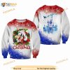 Goofy Dog Pattern Xmas White Blue 2023 Christmas Disney 3D Sweater