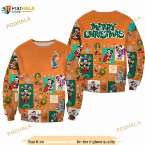 Goofy Dog Pattern Xmas Yellow 2023 Christmas Disney 3D Sweater