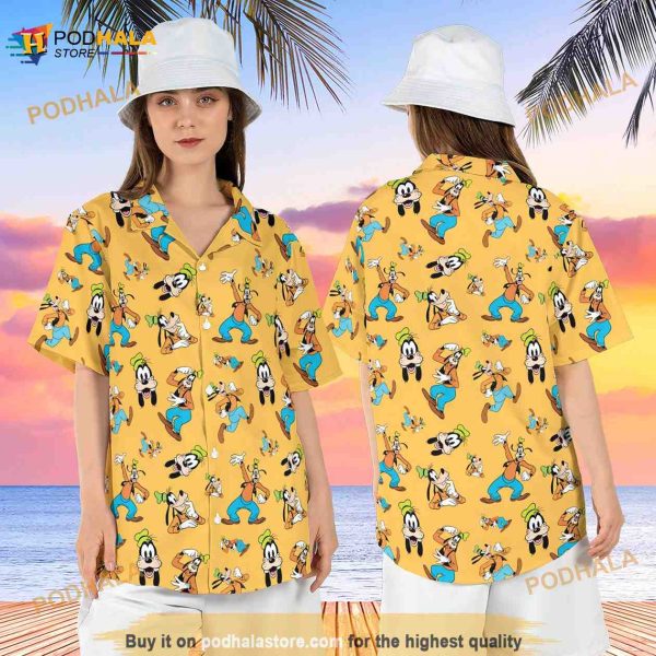 Goofy Summer Hawaiian Shirt, Disneyland Mickey and Friends Goofy Button Up Shirt
