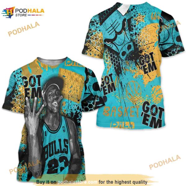 Got Em Basketball Unisex Sneaker Shirt Match 2023 Retro Aqua 5s 3D Shirt