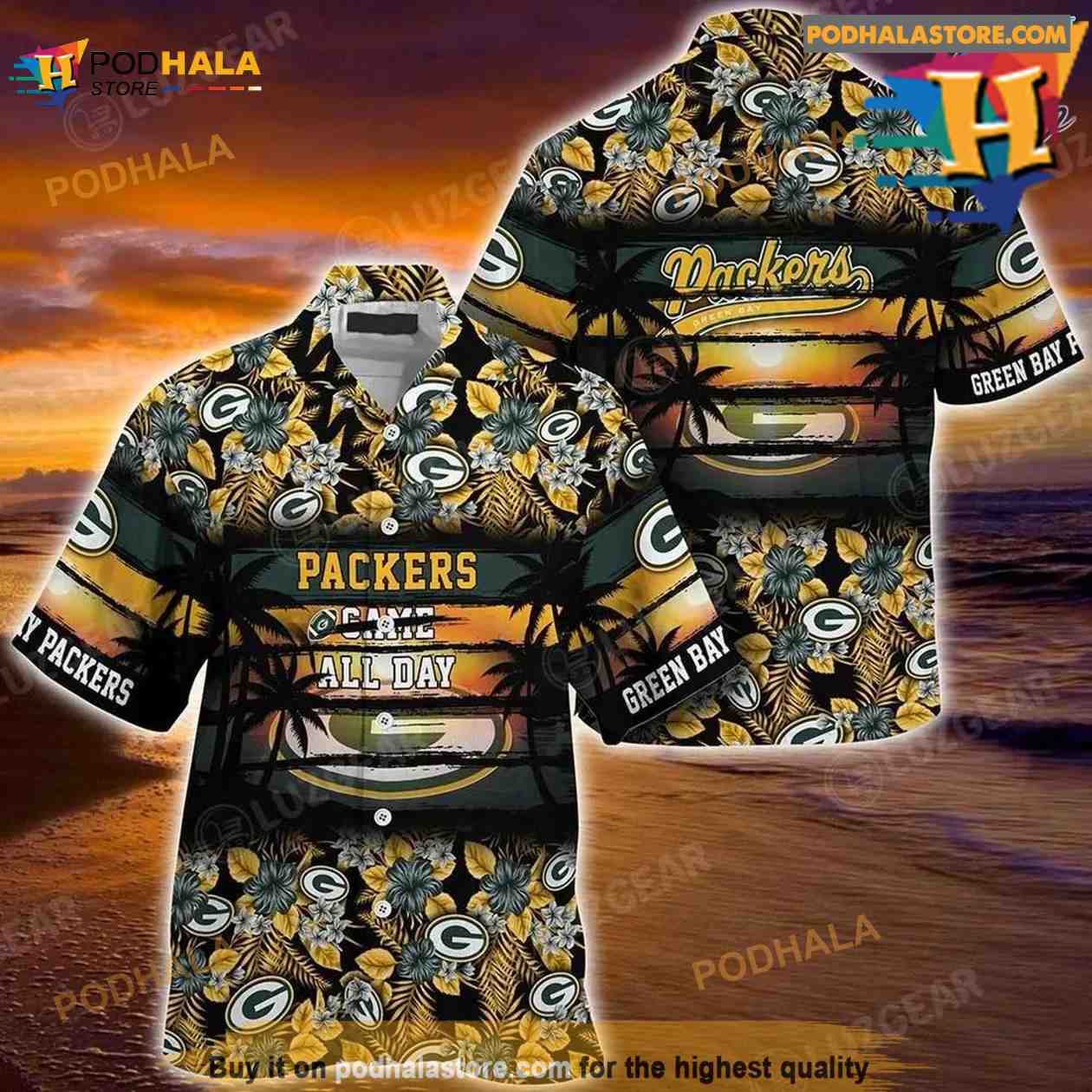 Green Bay Packers NFL Summer Hawaiian Shirt Floral Pattern For