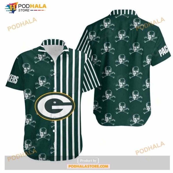 Green Bay Packers Stripes And Skull Hawaii Shirt Summer Collections