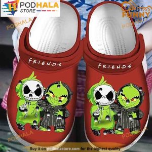 Green Grinch And Friend 3D Crocs, Funny Crocs