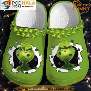 Green Grinch Classic Christmas 3D Crocs, Funny Crocs
