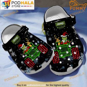 Green Grinch Jeep Christmas 3D Crocs, Funny Crocs