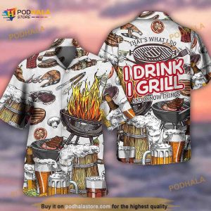 Grill & Drink Beer Funny Hawaiian Shirt, Tropical Shirt, Aloha Hawaii Shirt