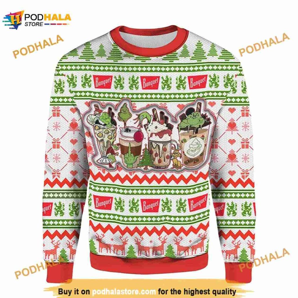 Grinch Coffee Latte Christmas 3D Sweater