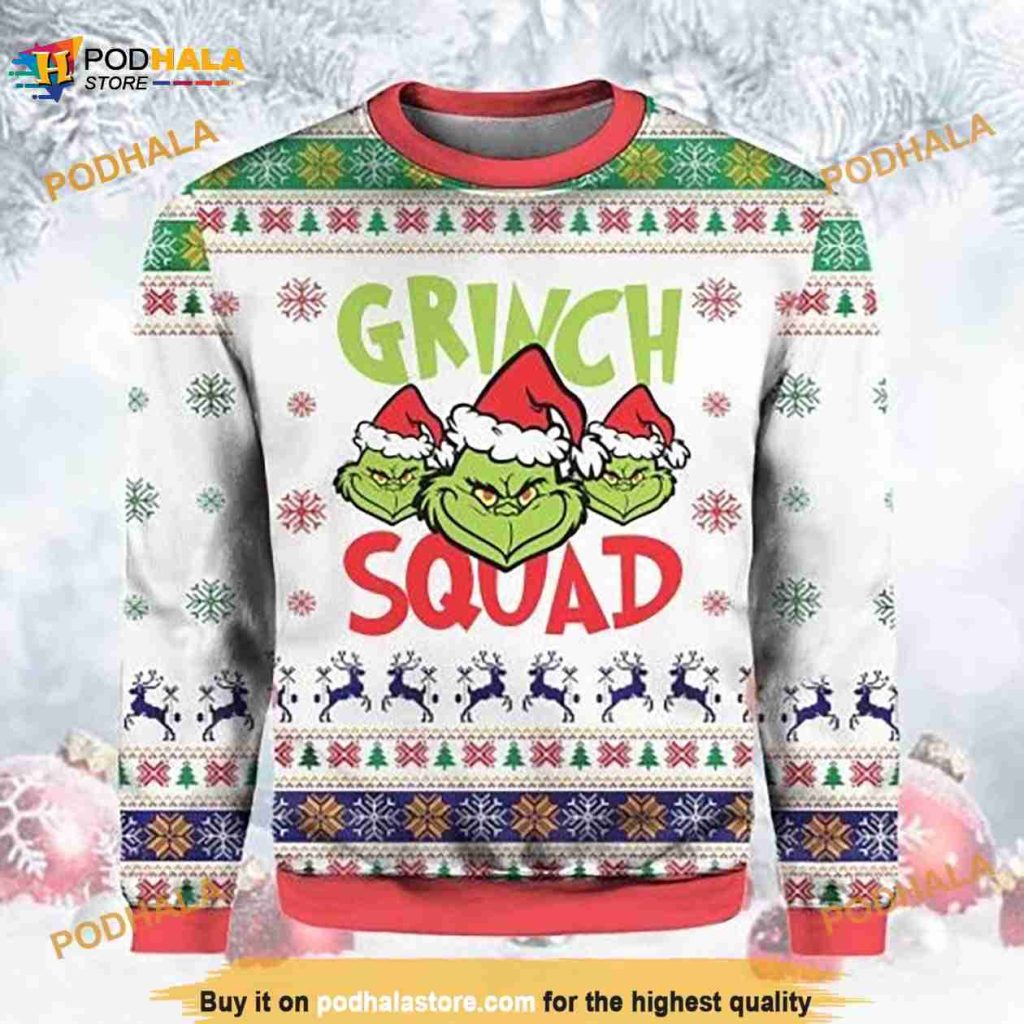 Grinch Squard Ugly Christmas Sweater For Grinch Lovers