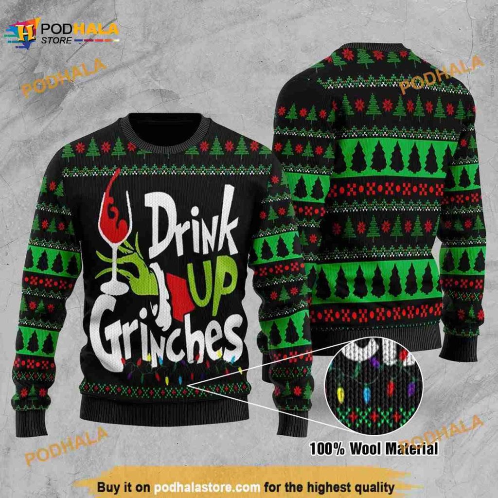 Grinch Up Grinches Santa Christmas Funny 3D Ugly Sweater