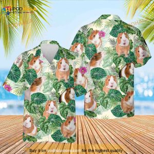 Guinea Pig Flowers Tropical 3D Hawaiian Shirt, Guinea Pig Lovers Gift