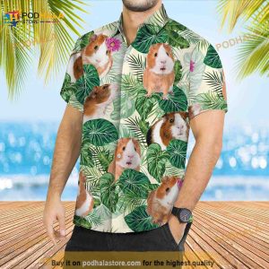 Guinea Pig Flowers Tropical 3d Hawaiian Shirt Guinea Pig Lovers Gift 3
