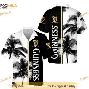 Guinness Aloha Shirt, Black Tropical Hawaiian Shirt, Beer Lover Gift