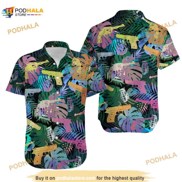 Gun Tropical Hawaiian Shirt, Gun Lover, Gun Shirt