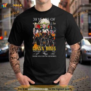 Guns N' Roses 38 Years Of 1985 2023 Duff Mckagan Axl Rose And Slash Thank You For The Memories Signatures Shirt 2