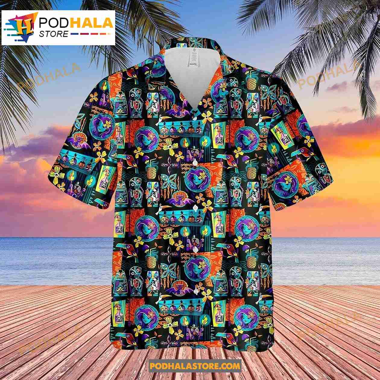 Vintage Version Funny Hawaiian Horror Halloween Tropical Flower Beach Gift Casual Short Sleeve Button Shirt