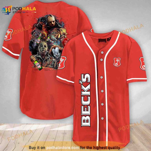 Halloween Horror Characters Beck’s Beer 3d Baseball Jersey