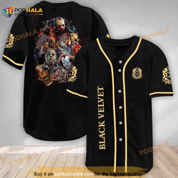 Halloween Horror Characters Black Velvet 3d Baseball Jersey