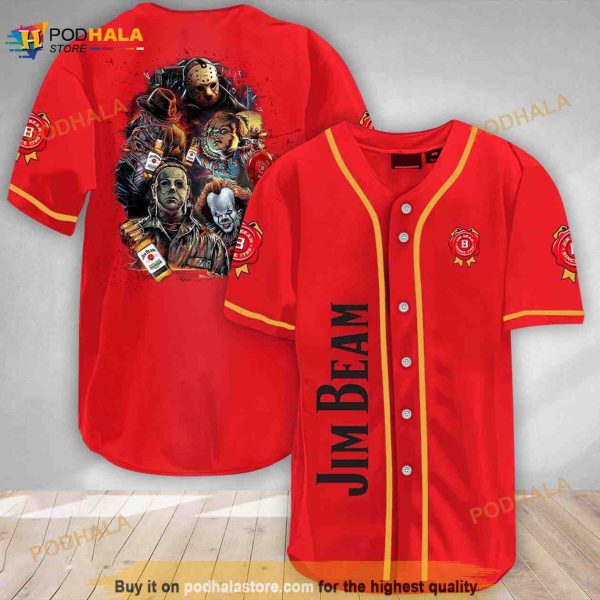 Halloween Horror Characters Jim Beam 3d Baseball Jersey