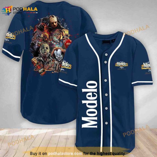 Halloween Horror Characters Modelo Beer 3d Baseball Jersey